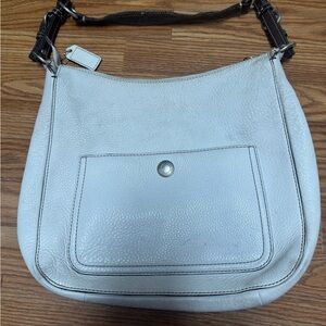 Coach Chelsea Matte White Pebbled Leather Hobo Shoulder Bag 8E98 VTG 90s Purse